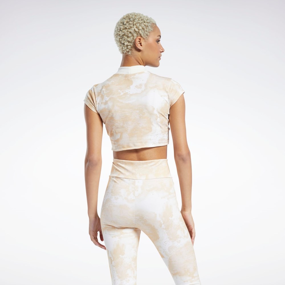 Reebok Classics Cloud Splatter-Print Korta Sleeve Cropped T-Shirt Stucco | TKUNW-5430