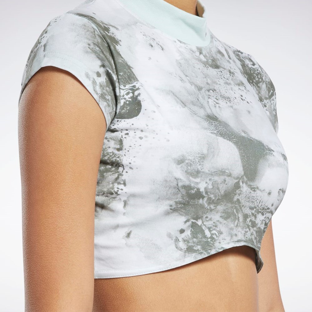 Reebok Classics Cloud Splatter-Print Korta Sleeve Cropped T-Shirt Ljus | YZPDT-4028