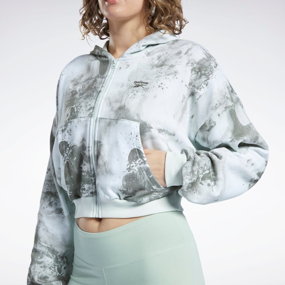 Reebok Classics Cloud Splatter-Print Zip-Up Sweatshirt Ljus | FUGDM-0483