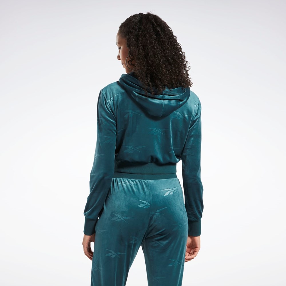 Reebok Classics Energy Q4 Velour Zip-Up Sweatshirt Gröna | ZEWFJ-6198