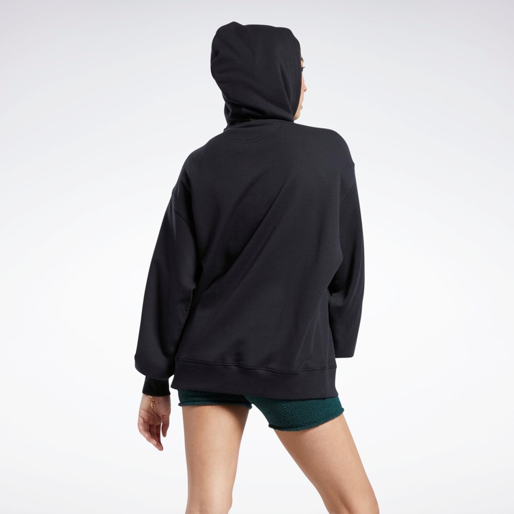 Reebok Classics Oversized Long Zip-Up Hoodie Svarta | ATHRU-9726