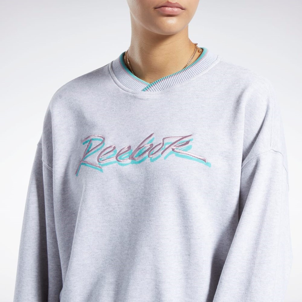 Reebok Classics Tryck Sweatshirt Ljusgrå | HTGZW-0691