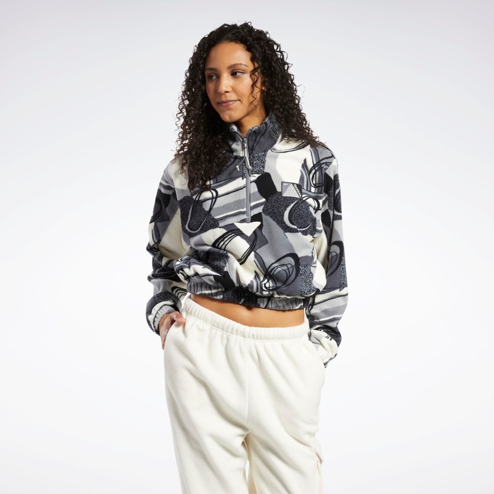 Reebok Classics Vinter Print Half-Zip Sweatshirt Grå | WXBYG-3891