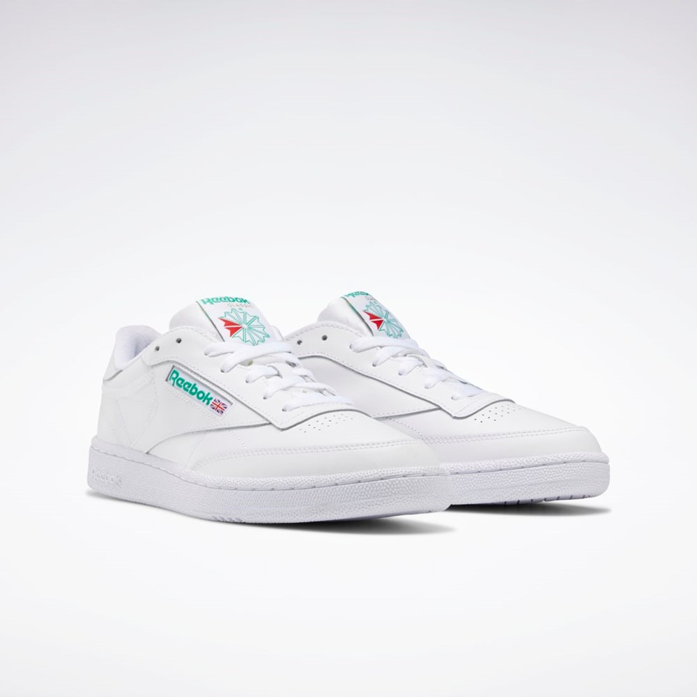 Reebok Club C 85 Shoes Vita Gröna | IFMPJ-5017