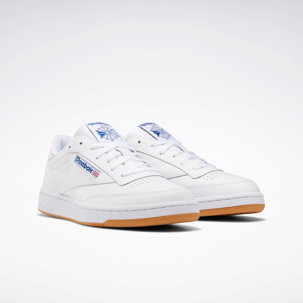 Reebok Club C 85 Shoes Vita Kungsblått | EHIPY-6987