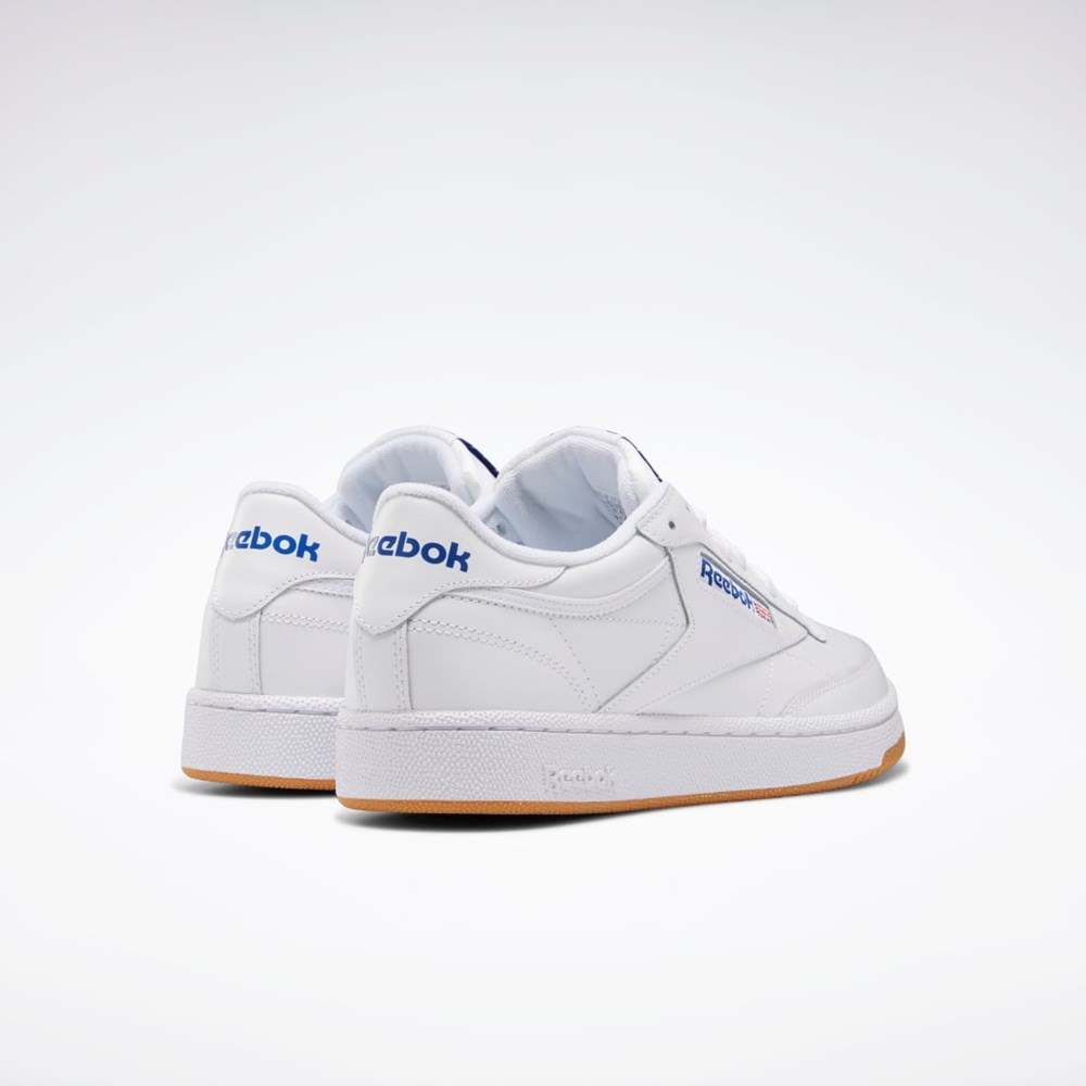 Reebok Club C 85 Shoes Vita Kungsblått | EHIPY-6987