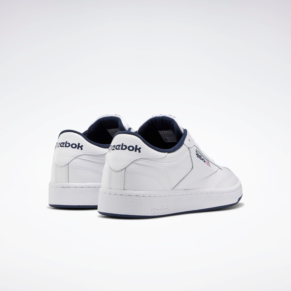 Reebok Club C 85 Shoes Vita Marinblå | RAKFV-9326