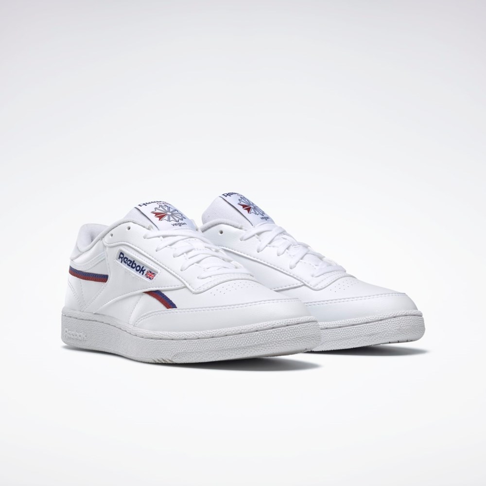 Reebok Club C 85 Veganska Shoes Vita Vinröda | KTOHM-5716