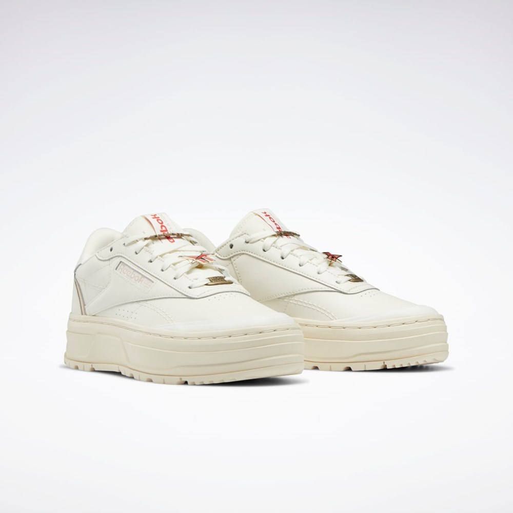 Reebok Club C Double GEO Shoes Chalk / Alabaster / Soft Ecru | ENRJH-3109