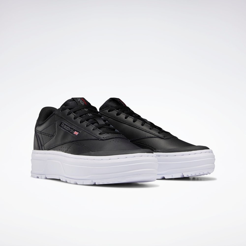 Reebok Club C Double GEO Shoes Svarta Svarta Vita | CSVAF-7384