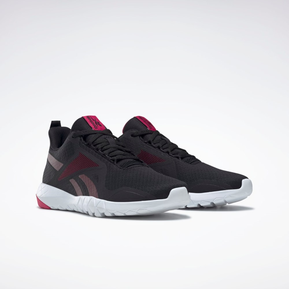 Reebok Flexagon Force 3 Breda D Tränings Shoes Svarta Vinröda Rosa | YJHEC-2158