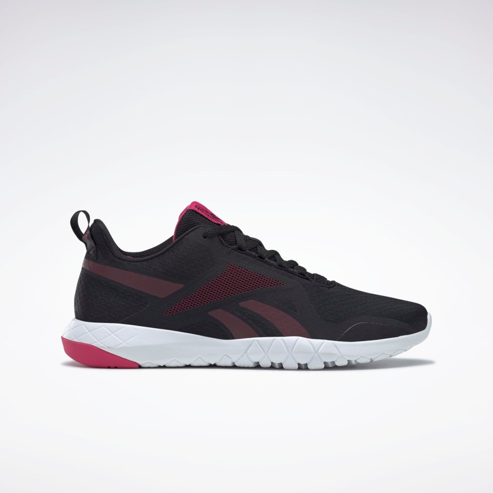 Reebok Flexagon Force 3 Breda D Tränings Shoes Svarta Vinröda Rosa | YJHEC-2158