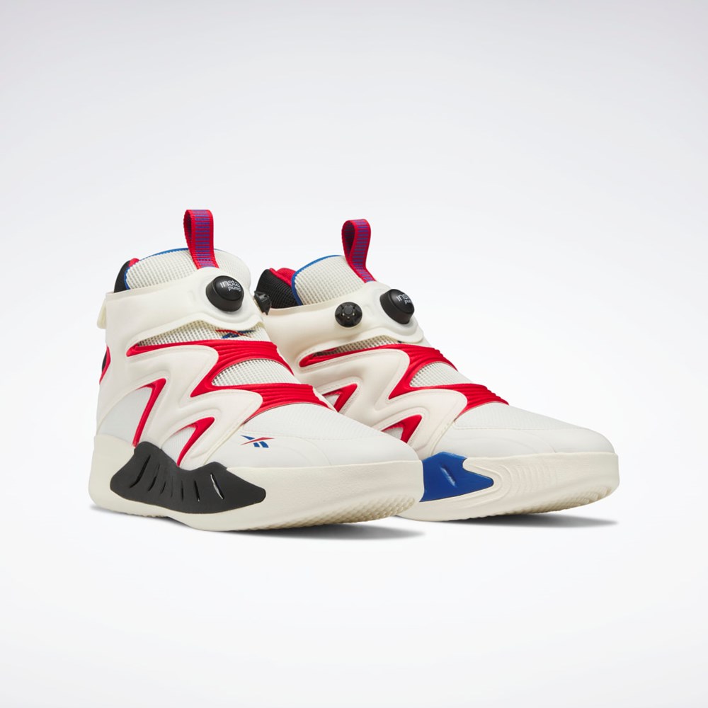 Reebok Instapump Fury Zone Mid Basketball Shoes Vita Röda Blå | RACJM-1384