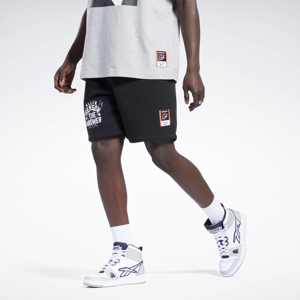 Reebok Iverson Basketball Fleece Shorts Svarta | WYBCS-4815