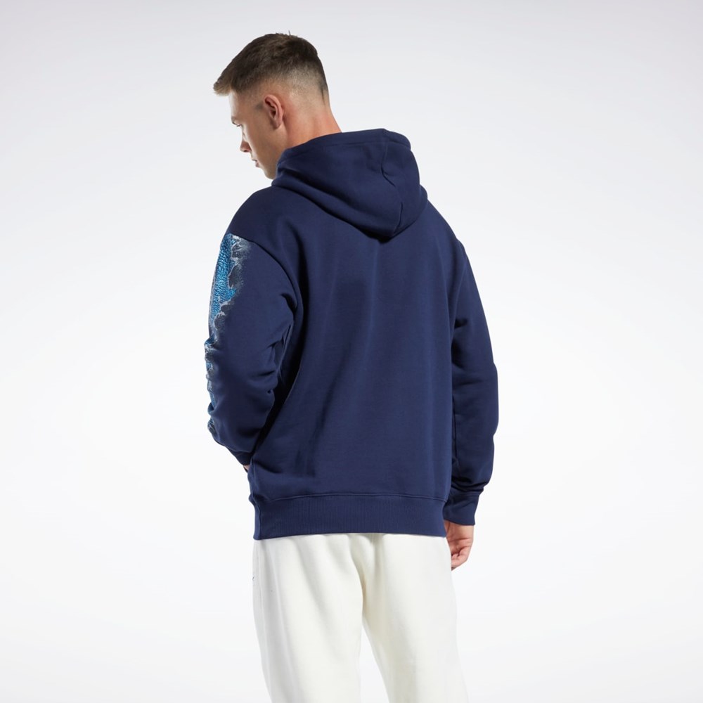 Reebok Jurassic World Tryck Hoodie Marinblå | KQLZO-8026