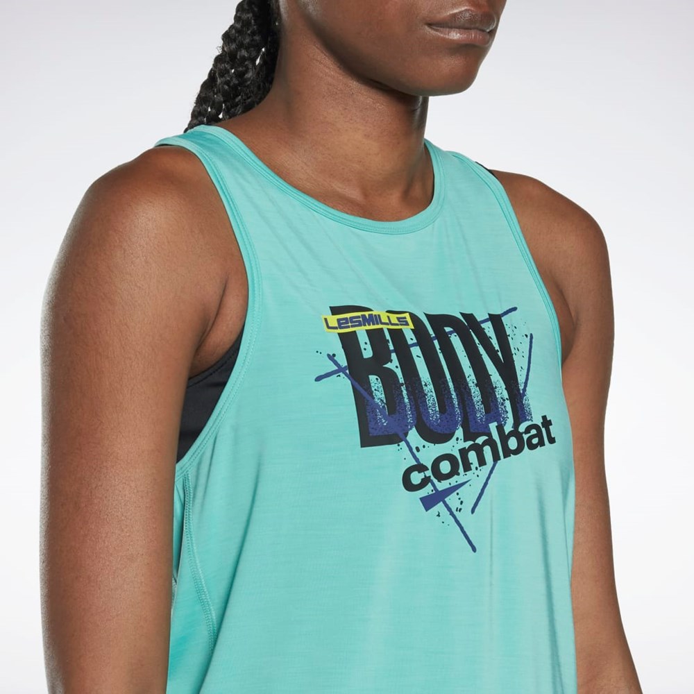 Reebok Les Mills® BodyCombat® ACTIVCHILL Tryck Tank Top Semi Classic Teal | TVMYD-8670