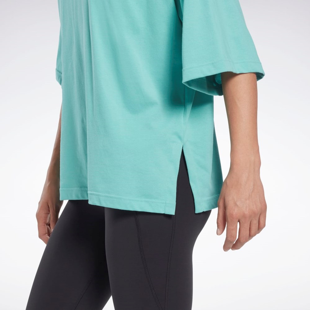 Reebok Les Mills® Layering T-Shirt Semi Classic Teal | RKMLN-0284