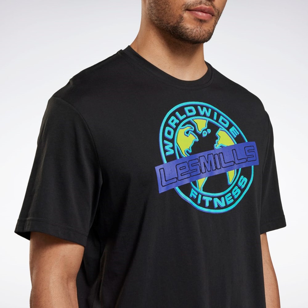 Reebok Les Mills® Oversized Tryck T-Shirt Svarta | CXAQK-4583