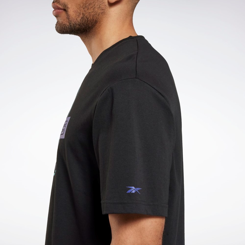 Reebok Les Mills® Oversized Tryck T-Shirt Svarta | CXAQK-4583