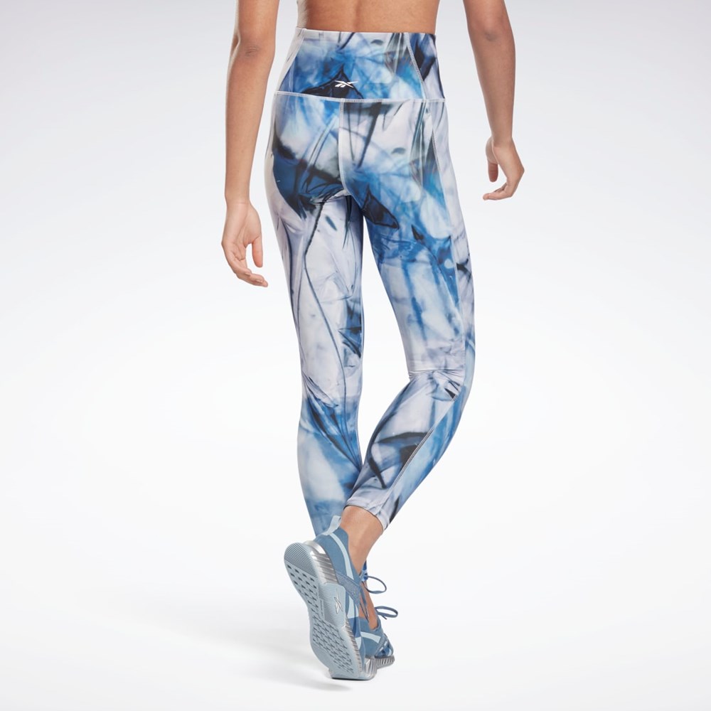 Reebok Lux Bold High-Waisted Liquid Abyss Print Tights Blå | SAHFC-9432