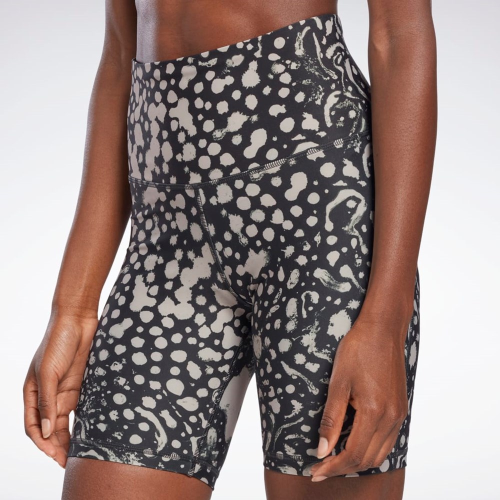 Reebok Lux Bold High-Waisted Modern Safari Print Shorts Svarta | OAIHY-8046