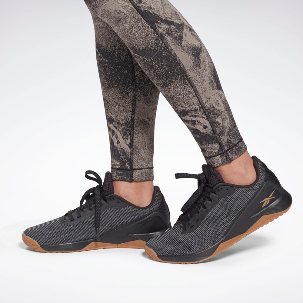 Reebok Lux Jacquard Leggings Svarta | NDHBP-8945