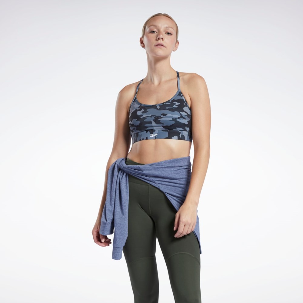 Reebok Lux Mager Rem Camo Print Sports Bra Svarta | IVGZL-8041