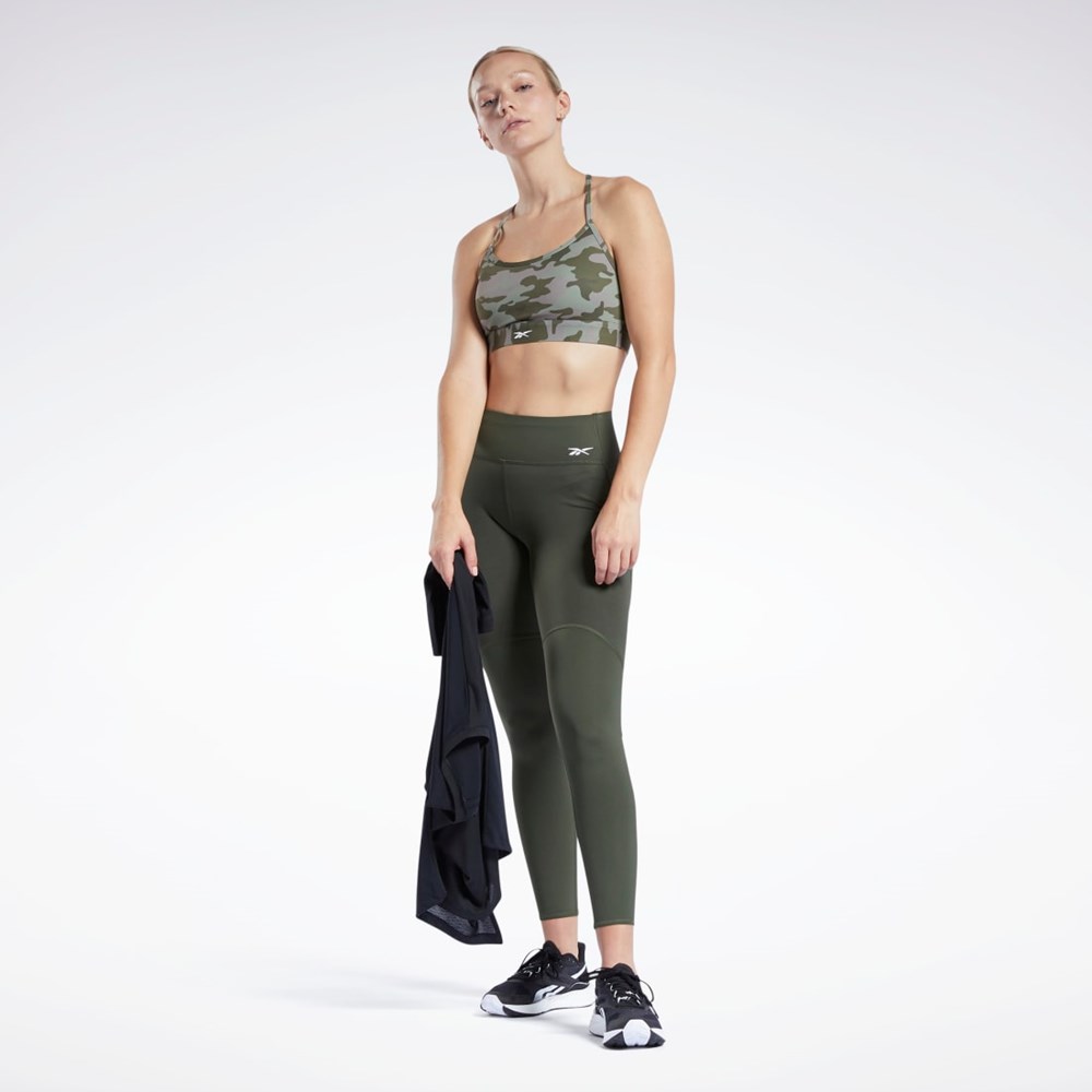 Reebok Lux Mager Rem Camo Print Sports Bra Gröna | WHKBG-3472