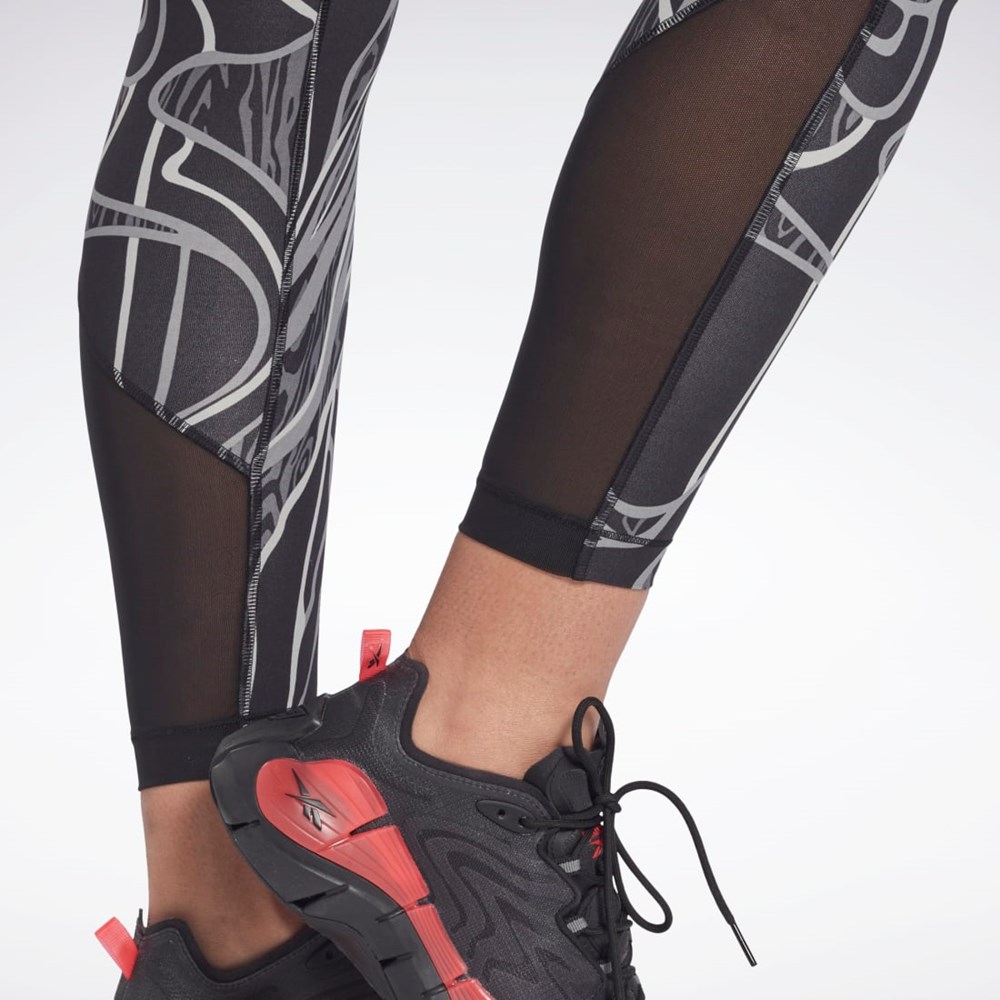 Reebok Lux Perform Mid-Rise Nature Grown Tights Svarta | LHBNV-9714