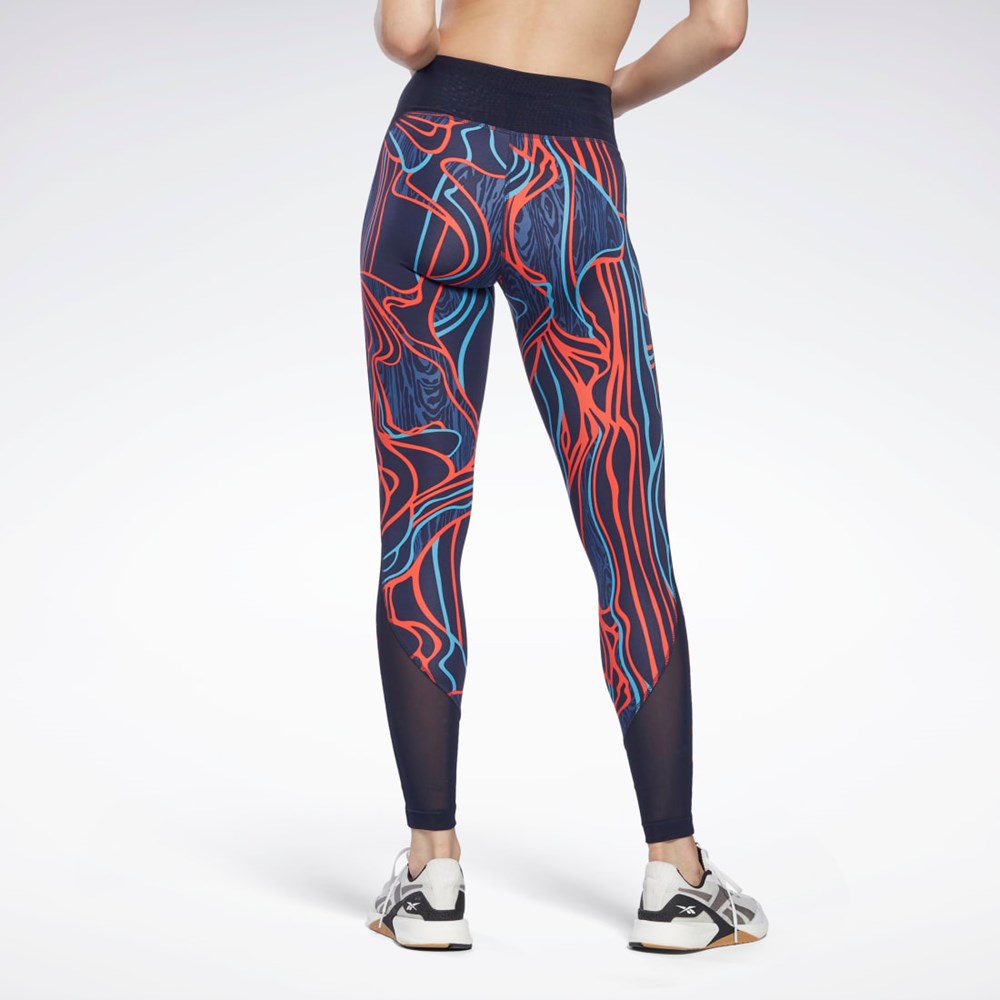 Reebok Lux Perform Mid-Rise Nature Grown Tights Marinblå | LHZYM-1246