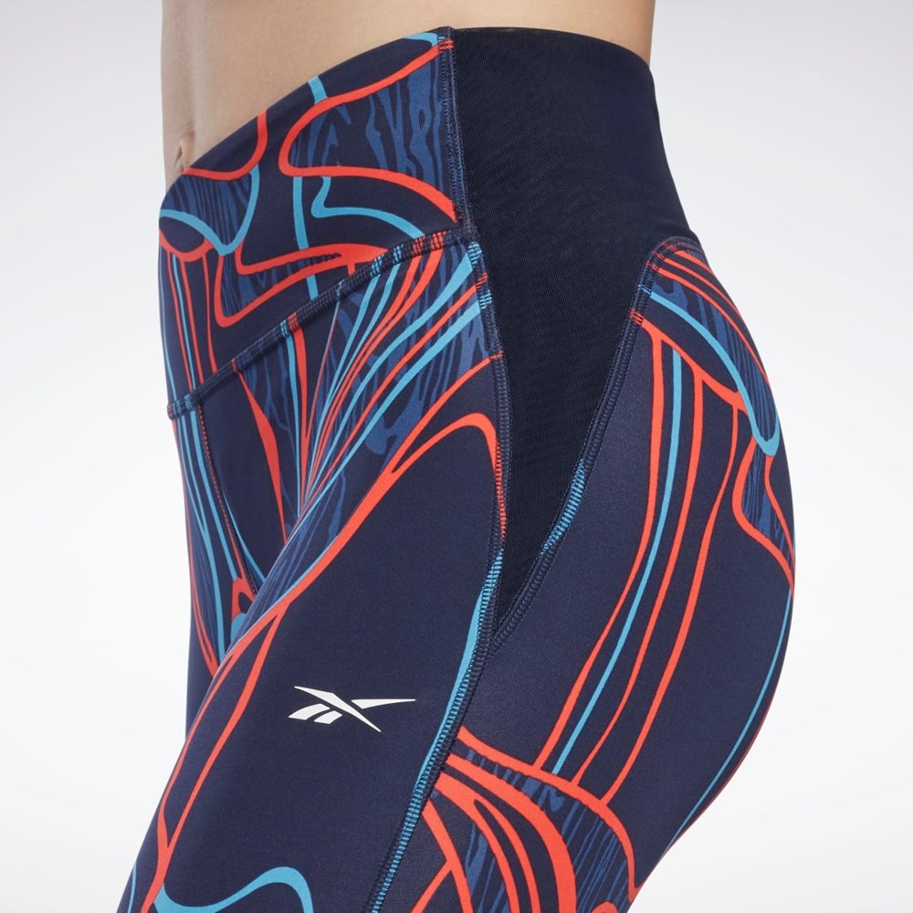 Reebok Lux Perform Mid-Rise Nature Grown Tights Marinblå | LHZYM-1246