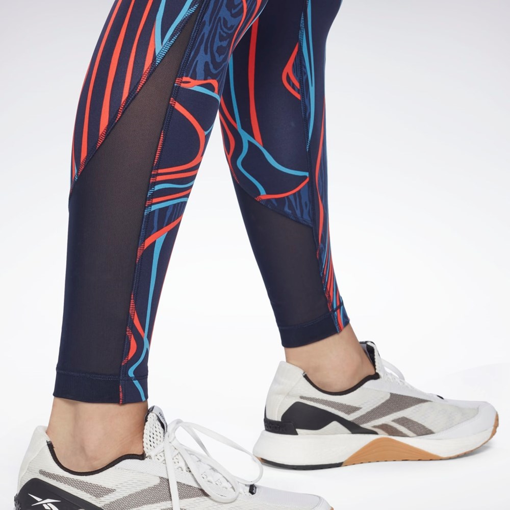 Reebok Lux Perform Mid-Rise Nature Grown Tights Marinblå | LHZYM-1246