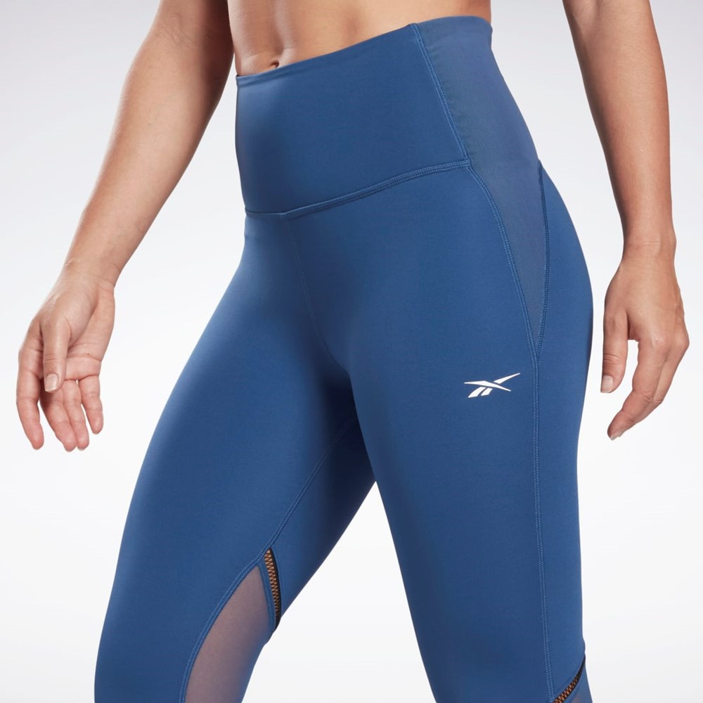 Reebok Lux Perform Perforated Leggings Blå | LMWNB-7615