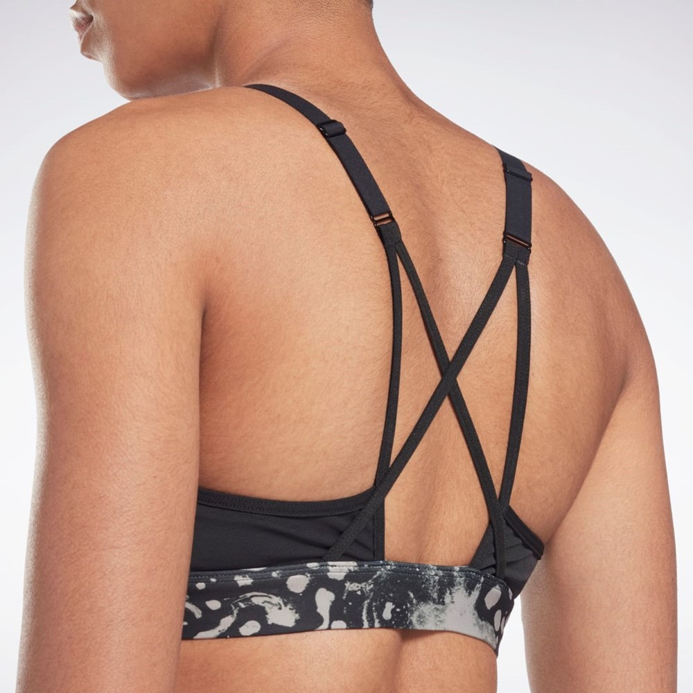 Reebok Lux Snörade Modern Safari Print Sports Bra Svarta | GCPIY-5816