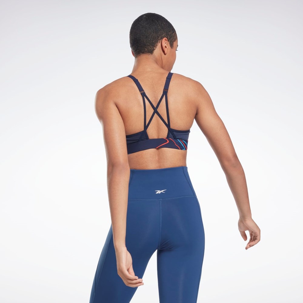 Reebok Lux Snörade Nature Grown Print Sports Bra Marinblå | CALWJ-6435