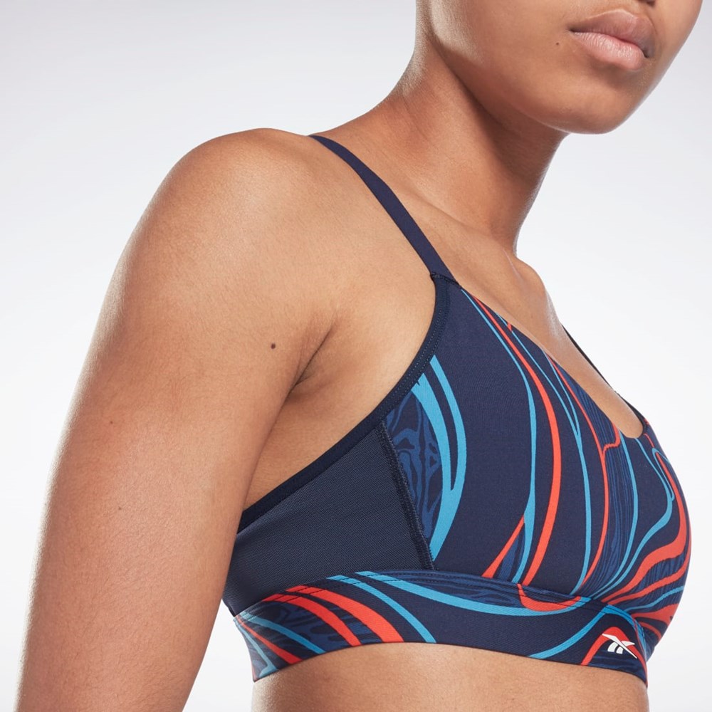 Reebok Lux Snörade Nature Grown Print Sports Bra Marinblå | CALWJ-6435