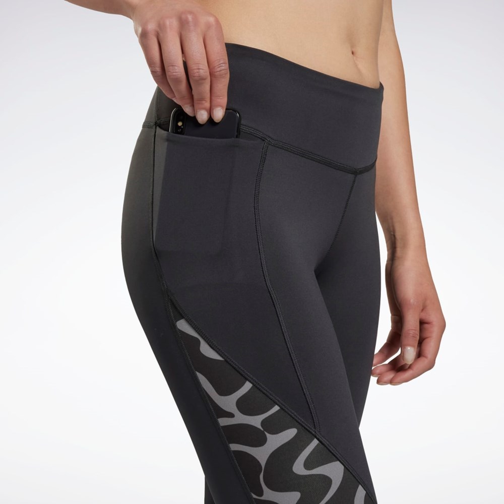 Reebok Löpar Printed Leggings Svarta | GBWOF-8134