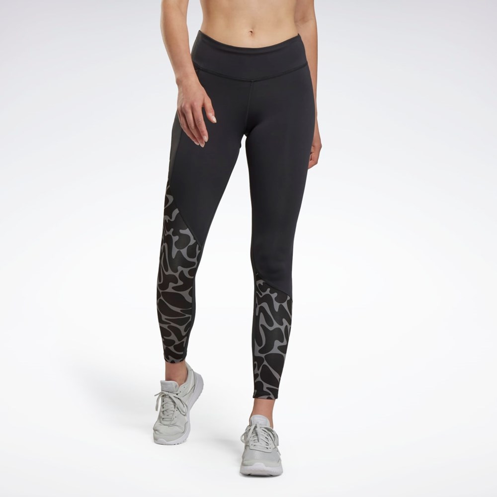 Reebok Löpar Printed Leggings Svarta | GBWOF-8134