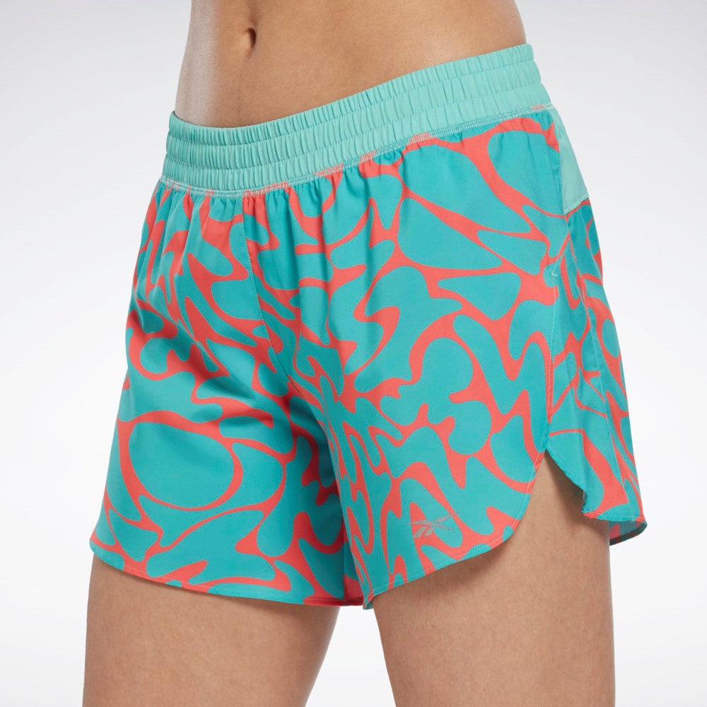 Reebok Löpar Printed Shorts Semi Classic Teal | NLJOF-4153