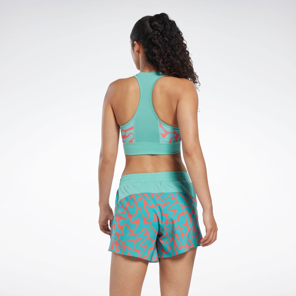 Reebok Löpar Printed Sports Bra Semi Classic Teal | DRUIA-0194