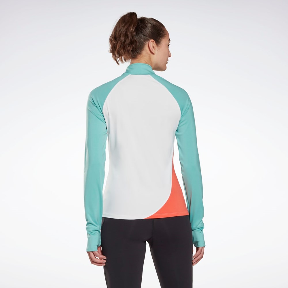 Reebok Löpar Quarter-Zip Sweatshirt Vita | FAJSE-9713