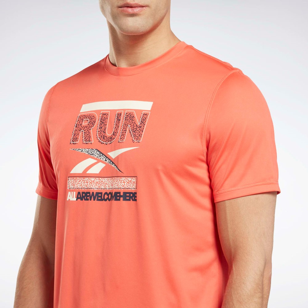 Reebok Löpar Tryck T-Shirt Orange | EWHRZ-1245