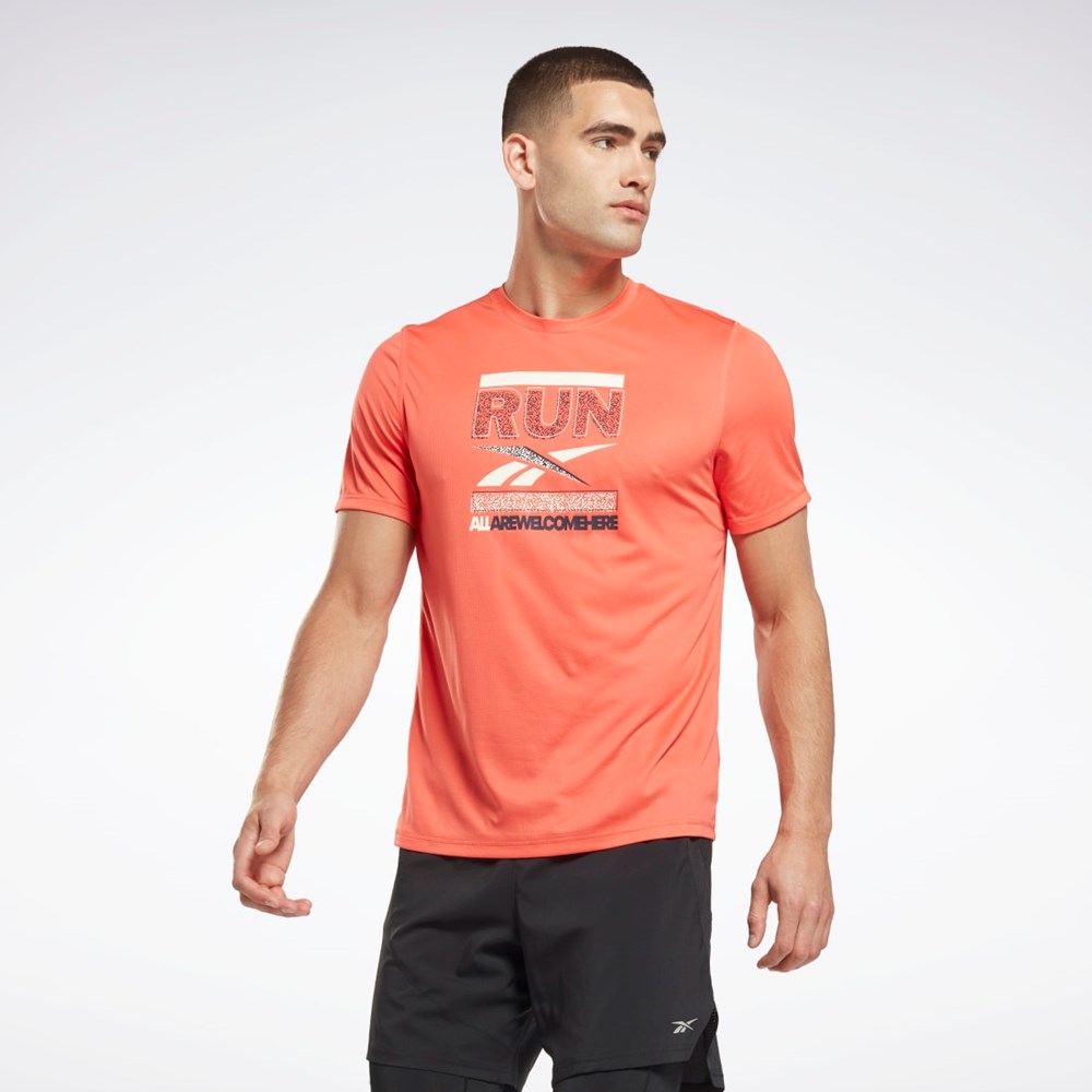 Reebok Löpar Tryck T-Shirt Orange | EWHRZ-1245