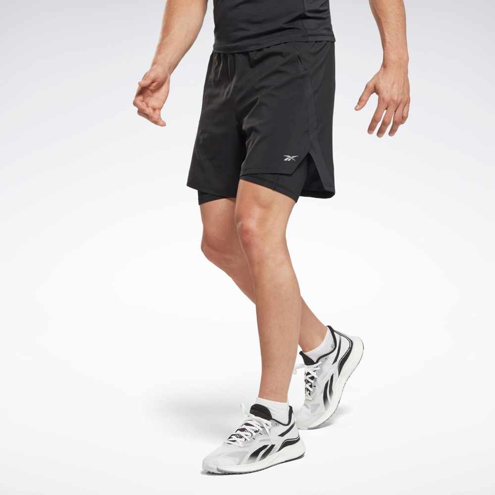 Reebok Löpar Two-in-One Shorts Svarta | CJARD-3971