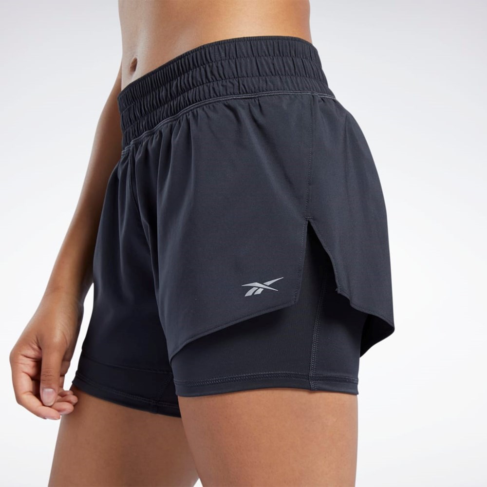 Reebok Löpar Two-in-One Shorts Svarta | IDORS-0169