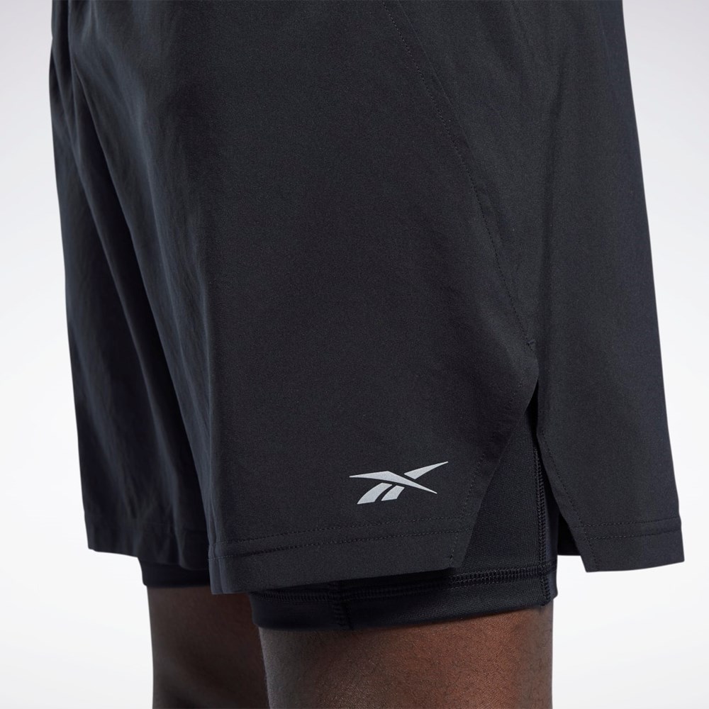 Reebok Löpar Two-in-One Shorts Svarta | LKRTZ-3725