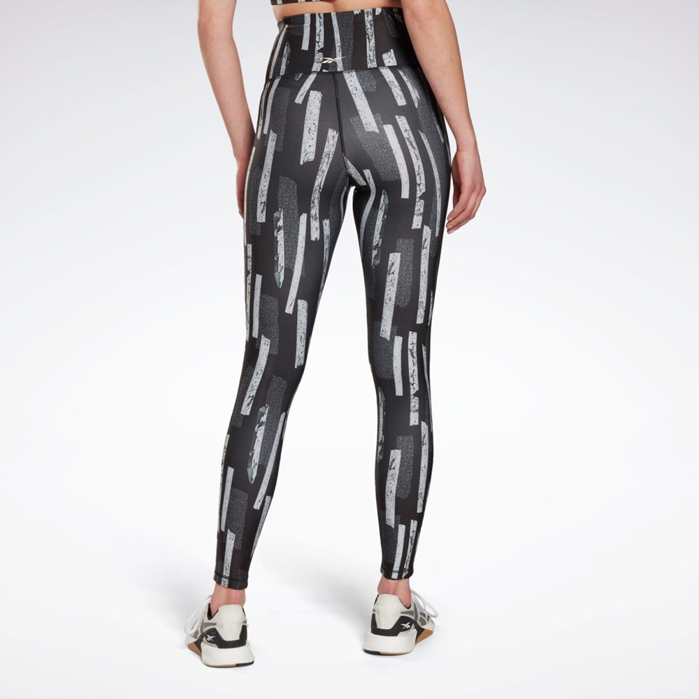 Reebok MYT Allover Print Tights Svarta | RMJSD-4631