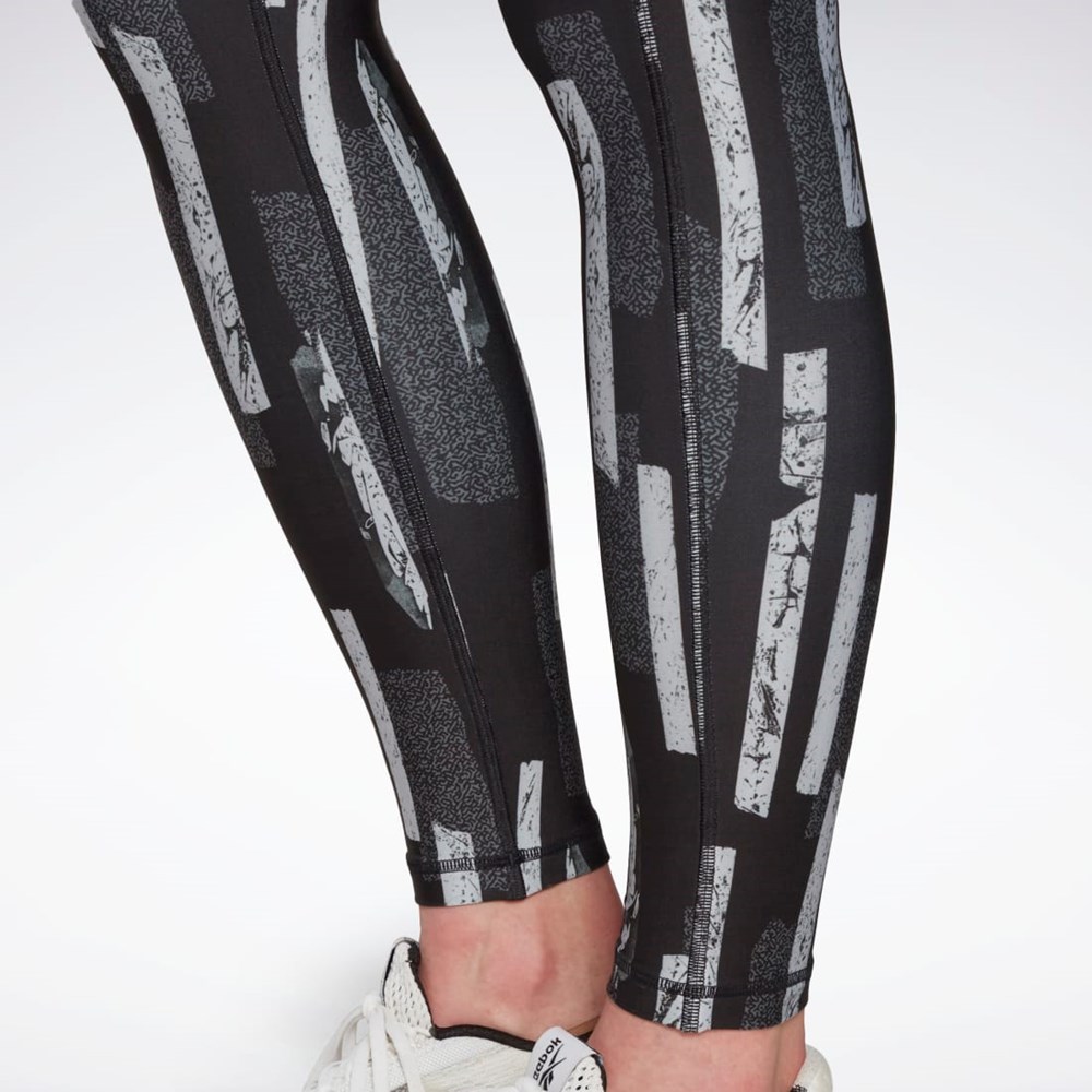 Reebok MYT Allover Print Tights Svarta | RMJSD-4631