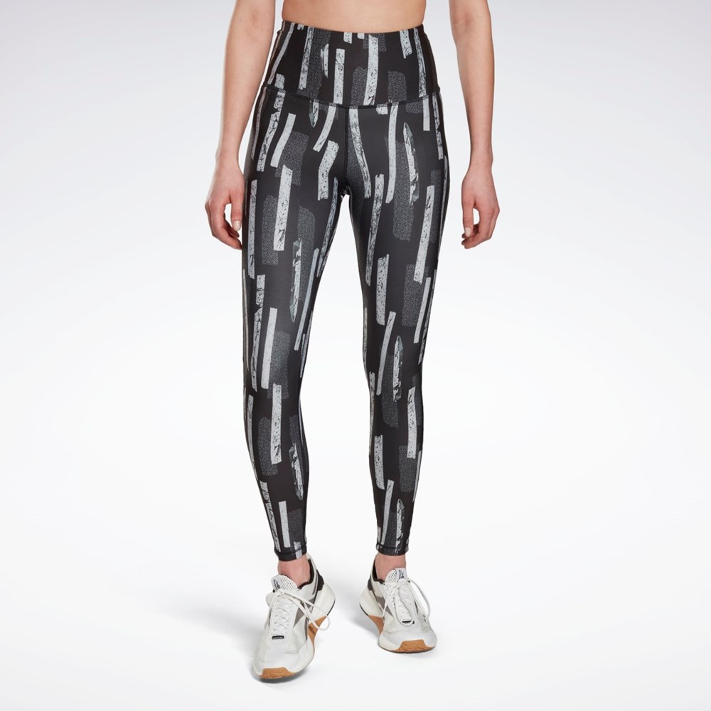 Reebok MYT Allover Print Tights Svarta | RMJSD-4631