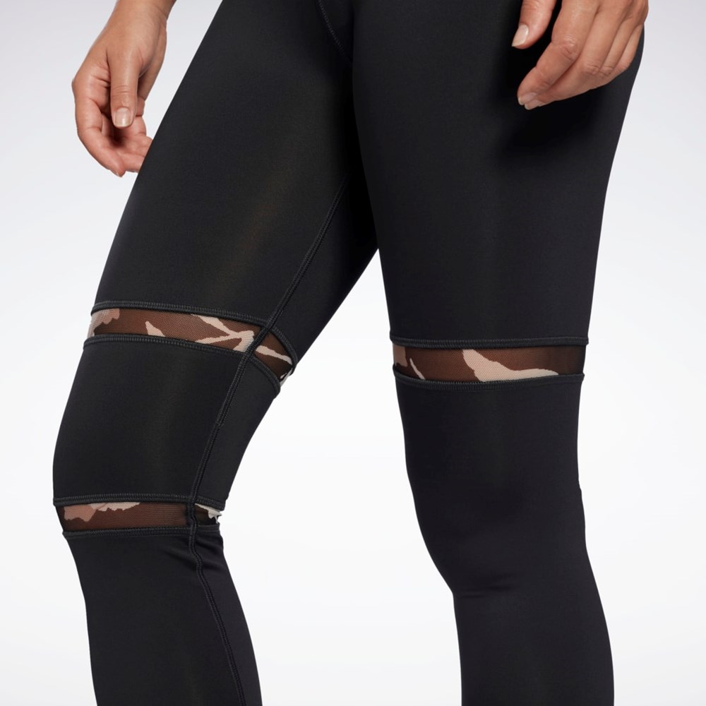 Reebok MYT Detail Leggings Svarta | MSFQI-1425